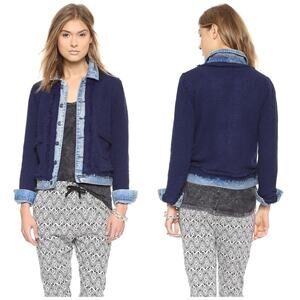 Scotch & Soda Navy Blue Boucle Tweed Knitted Denim Jacket 1 / S